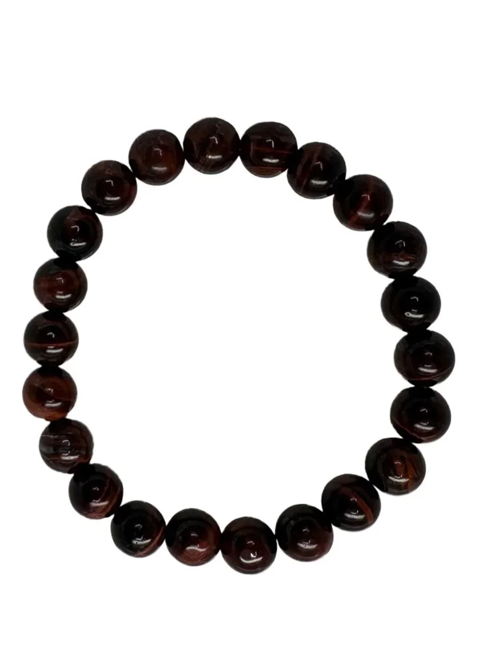 8mm Natural Red Tiger Eye Bead Bracelet Genuine Crystal Custom Size Chatoyant